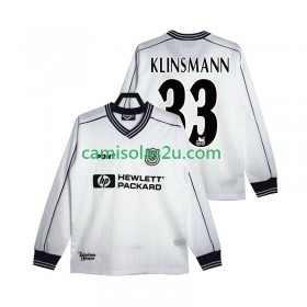 Camisolas de futebol Tottenham Hotspur KLINSMANN 33 1999 Retro Equipamento Principal 1997 Manga Comprida
